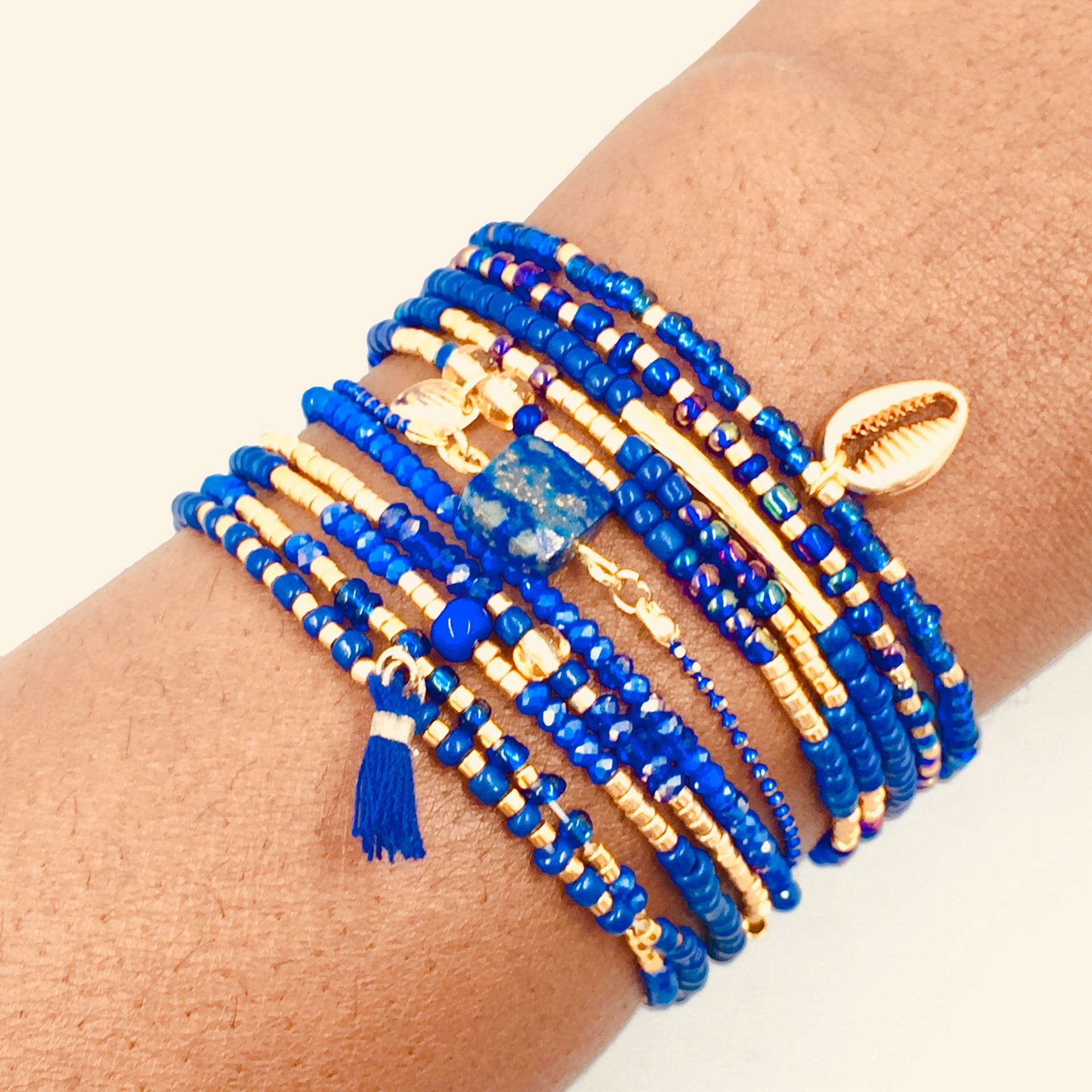 Le Bracelet élastique Mix - Bleu égyptien et or